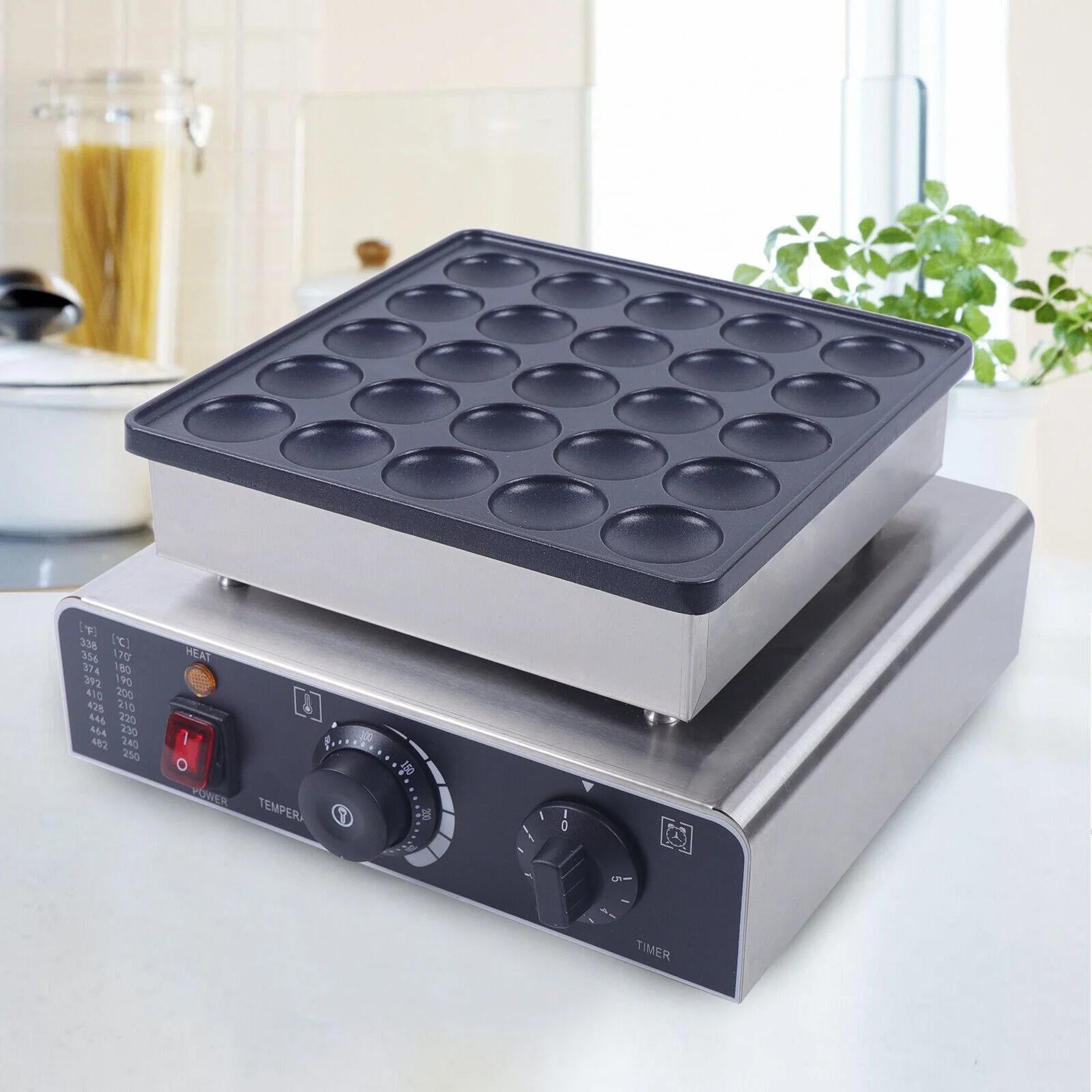 800W Commercial Nonstick Waffle Maker Machine Mini Dutch Pancake Baker 25PCS