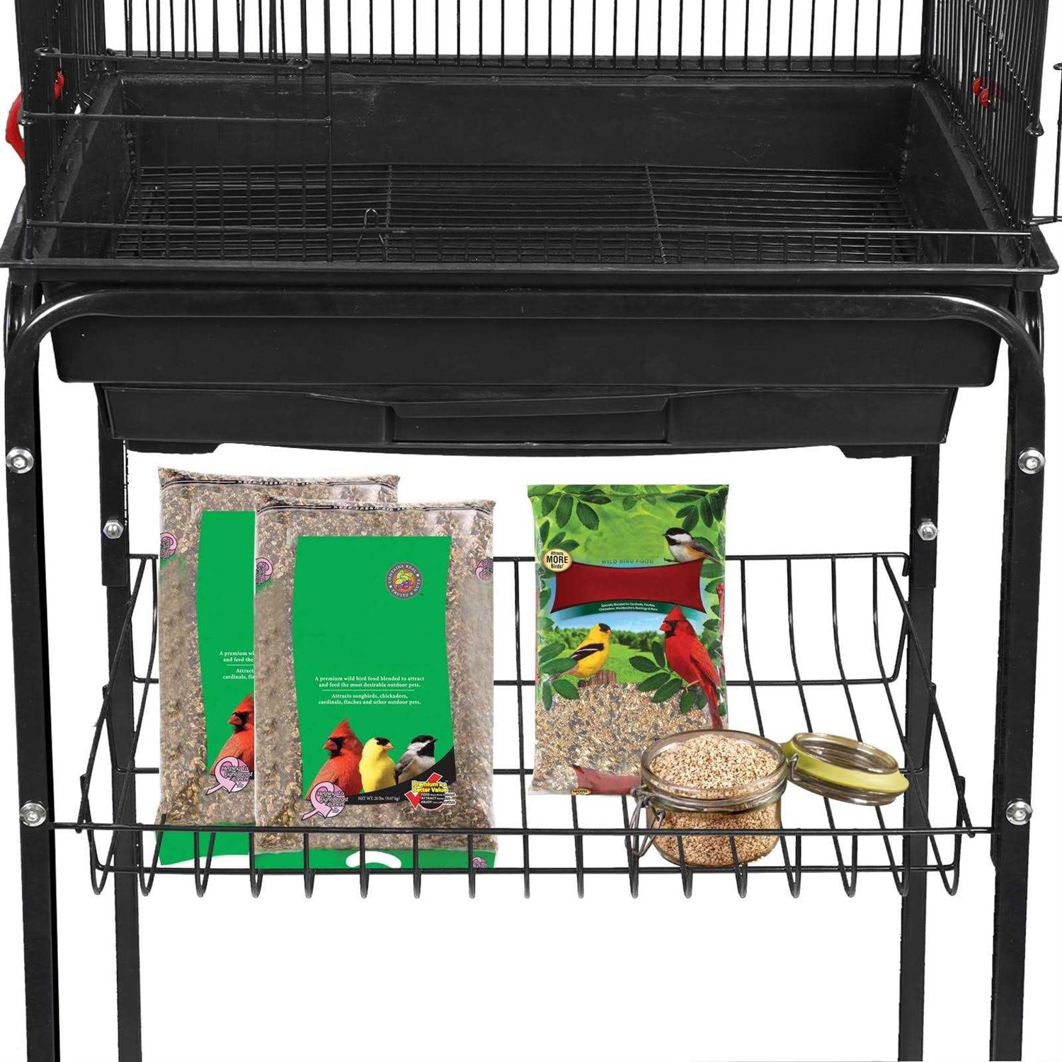 Zeny 59'' Bird Cage Large Wrought Iron Cage for Cockatiel Sun Conure Parakeet with Rolling Stand - Pet Supplies online store