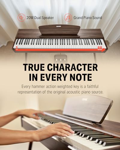 Donner DDP-80 PLUS Digital Piano 88 Key Weighted Keyboard, Home Electric Piano, Supports USB-MIDI & Headphones Connection, Semi-open Cover Designed