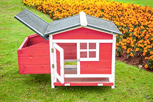 GOJOOASIS 80" Chicken Coop for 2-4 Chickens Outdoor Wooden Hen House Poultry Pet Hutch for Backyard w/Run Cage & Nesting Box(A)