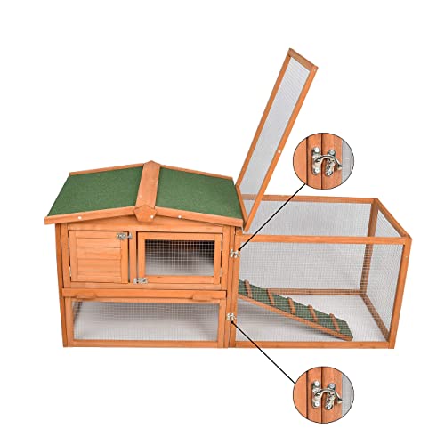 GOJOOASIS 80" Chicken Coop for 2-4 Chickens Outdoor Wooden Hen House Poultry Pet Hutch for Backyard w/Run Cage & Nesting Box(A)