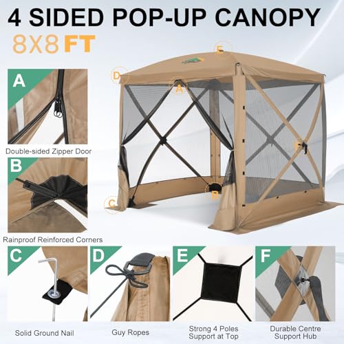 COBIZI 12x12ft Pop up Gazebo Screen Tent Screen House for Camping, Camping Outdoor Screened Gazebo, Canopy Tent