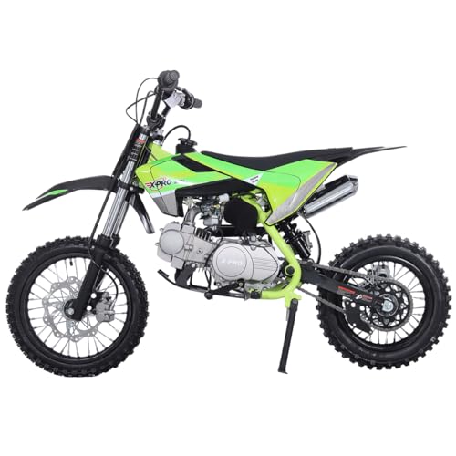X-PRO X27 125cc Dirt Bike with 4-Speed Semi-Automatic Transmission, Kick Start, Big 14"/12" Tires! Cradle Type Steel Tube Frame! (Black)