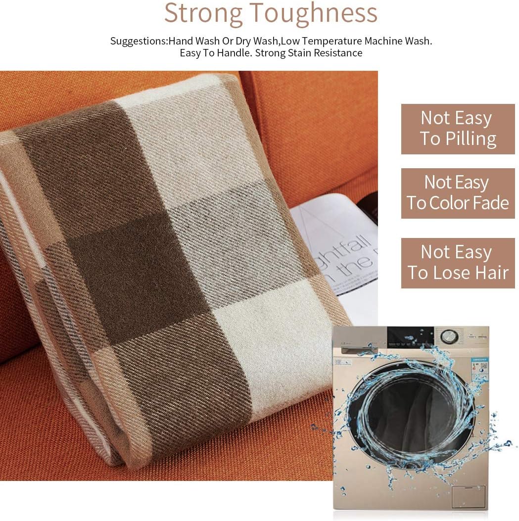 Farridoro Wool Throw Blankets 51Inches with 67Inches Decorative Fringe All Season Use Throw Blankets for Bed Sofa Couch Camping Chair Outdoor