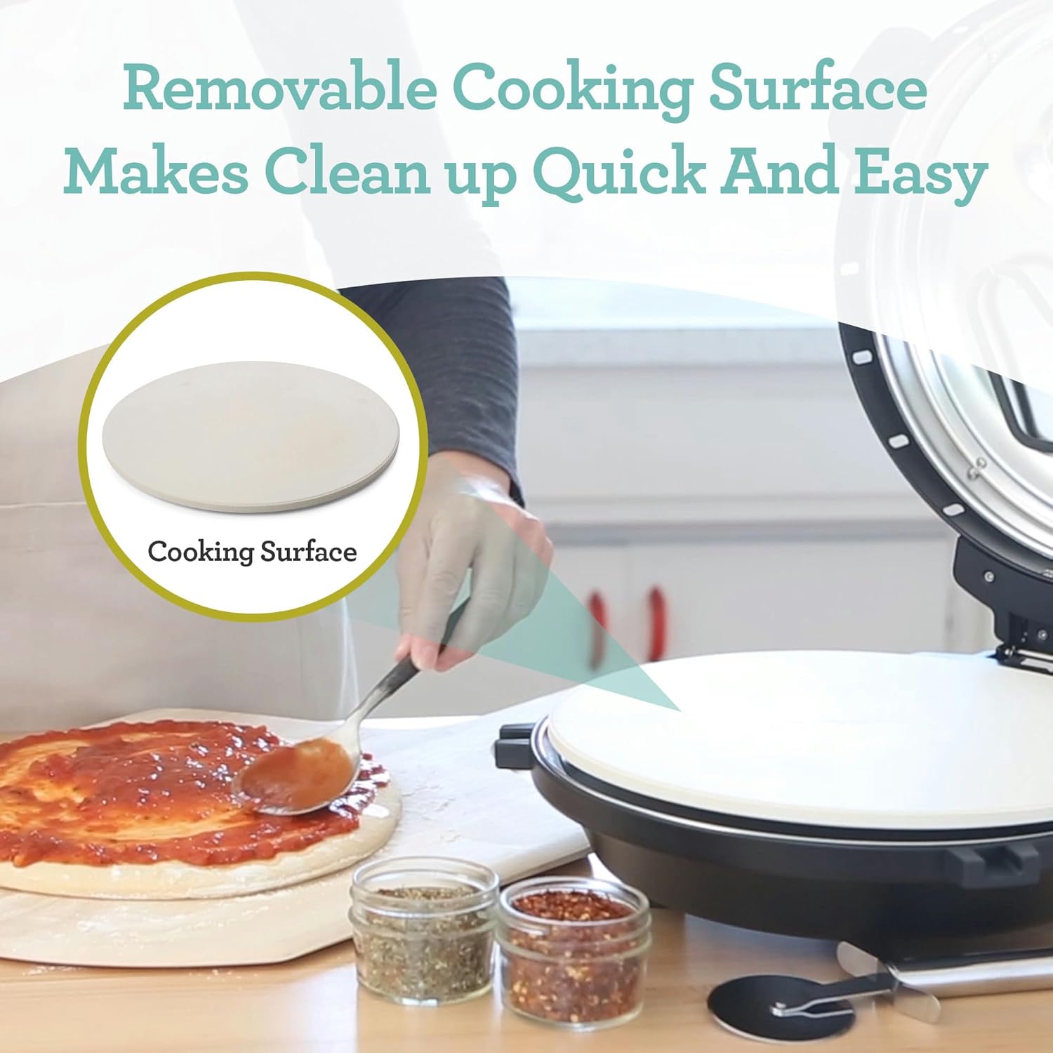 Euro Cuisine PM600 Crispy Crust 12" Rotating Pizza Maker with Stone & Baking Pan, Electric Pizza Oven Countertop