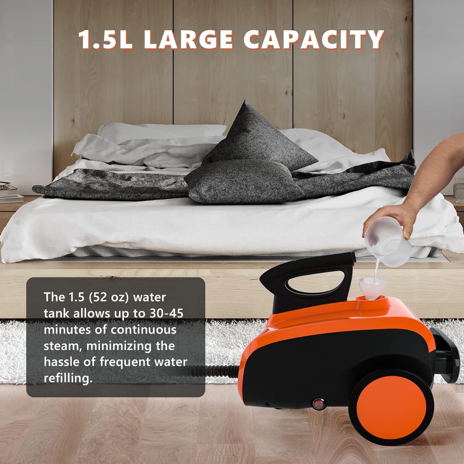 ARLIME Multi-Purpose Steam Cleaner with 19 Accessories, Household Rolling Steamer Cleaning Mop for Carpet, Cars