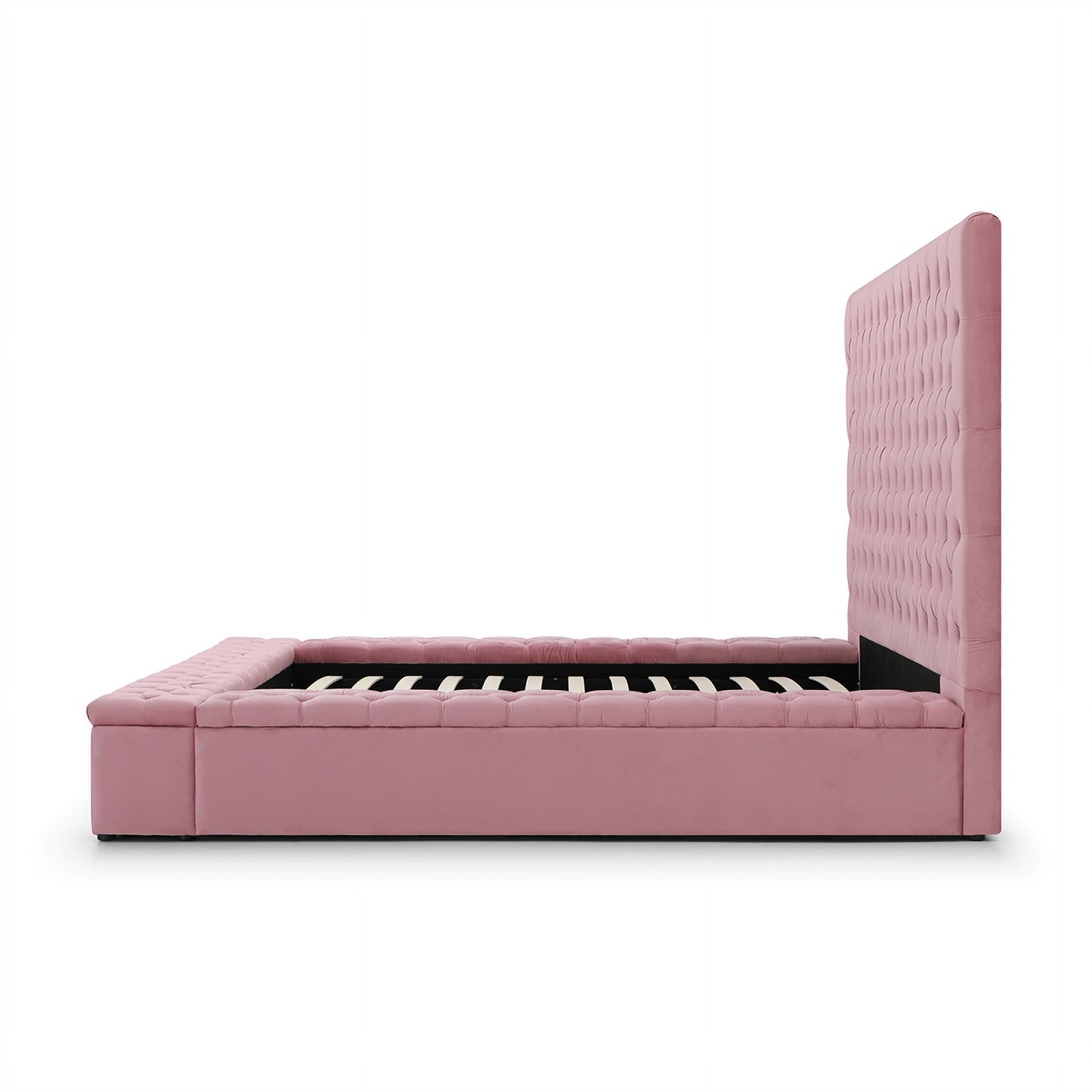 Better Home Products Cosmopolitan Velvet Upholstered Platform Queen Bed in Pink