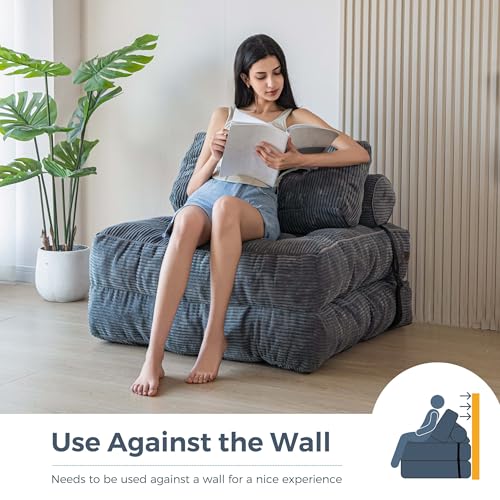 MAXYOYO Folding Sofa Bed, Convertible Sleeper Chair with Pillow Foldable Mattress with Back Support