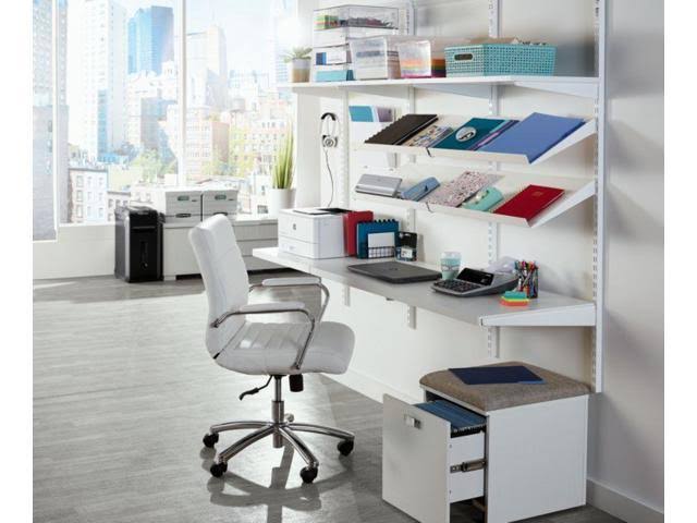 Realspace Modern Comfort Winsley Leather Mid-Back Chair, White