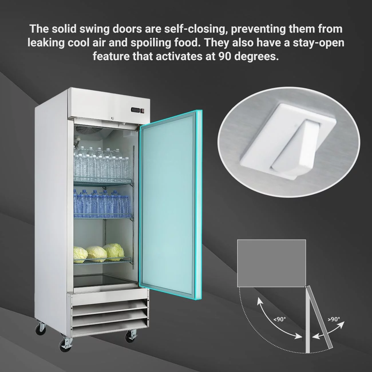 SMAD 23 Cu ft Commercial Freezer, Frost Free Upright Fridge with Smudge-Proof Single Door DSD-650