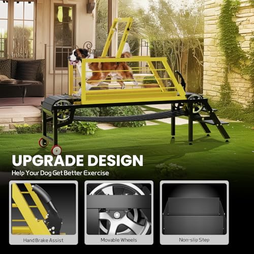 Dog Treadmill for Large Dogs with Hand Brake, 91" Dog Slat Mill Machine for Medium Dog Exercise, Doggy Treadmill for Pet Jogging, Running