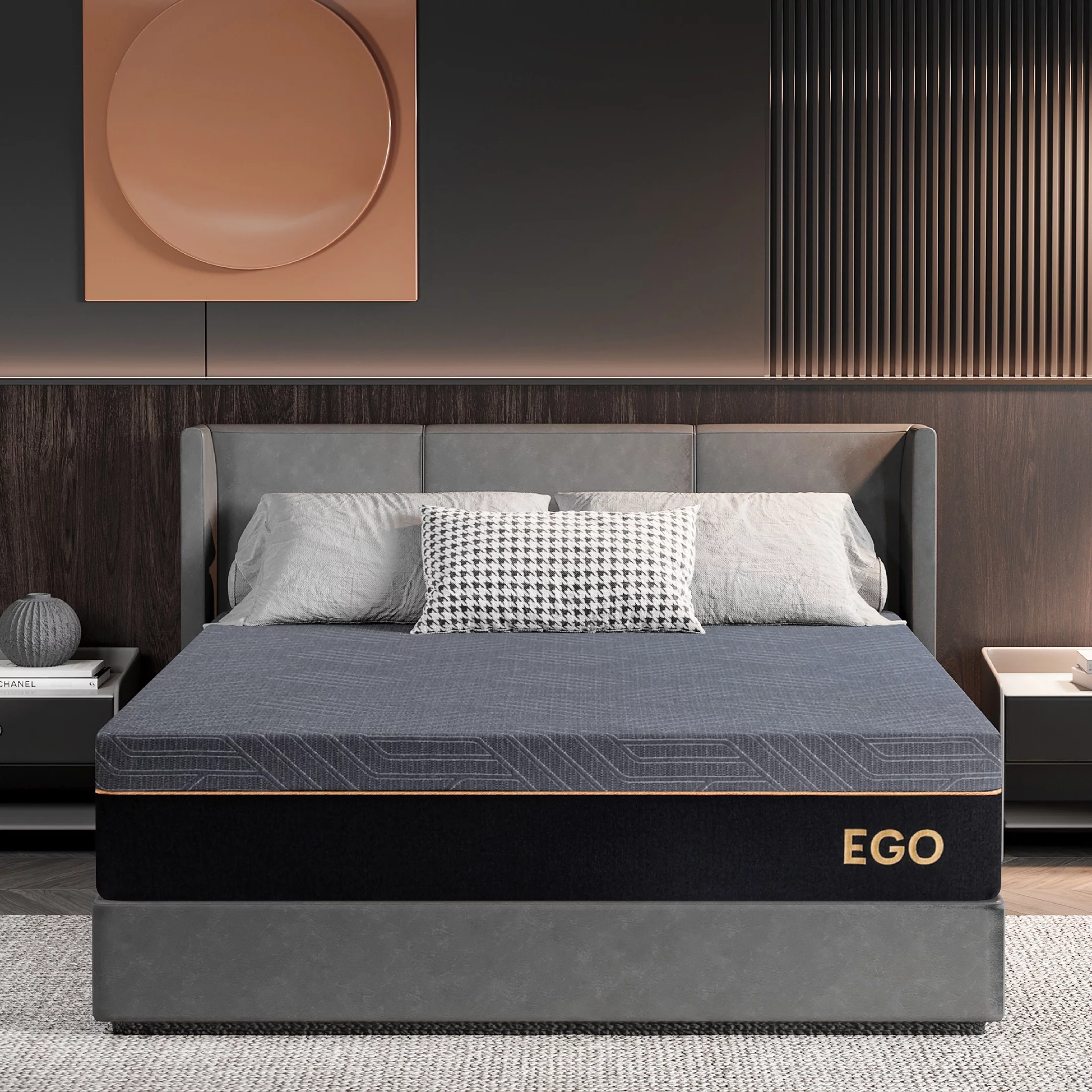 MLILY Ego Black 12 inch Queen Mattress in a Box, Gel Memory Foam Mattress, Medium