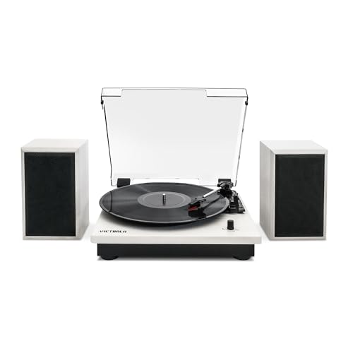 Victrola The Quincy 6-in-1 Bluetooth Record Player & Multimedia Center with Built-in Speakers &ndash; 3-Speed Turntable, CD & Cassette Player