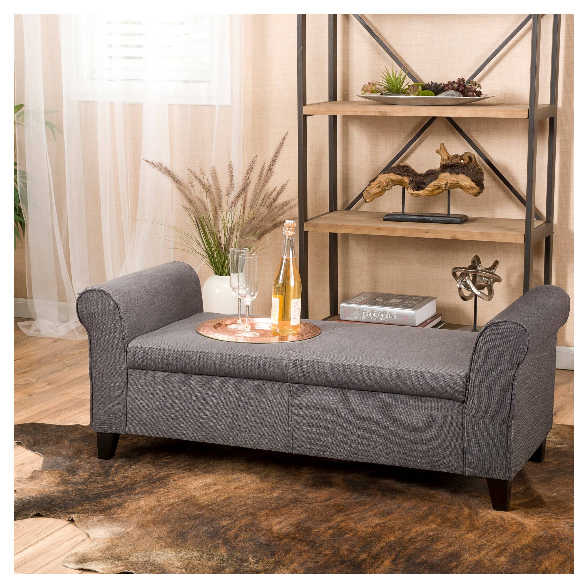 Christopher Knight Home Torino Fabric Storage Ottoman Bench, Grey