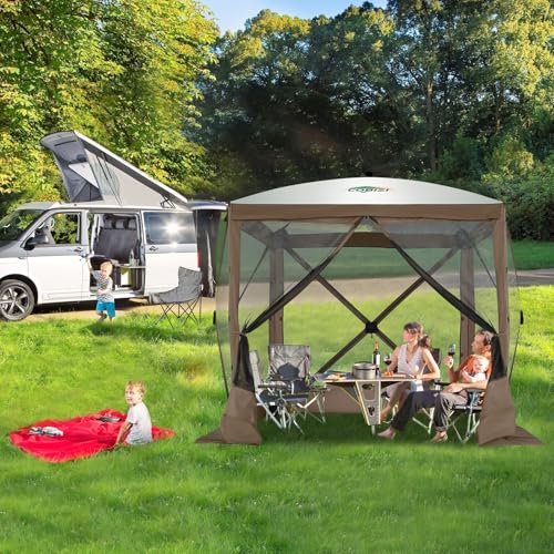 COBIZI 12x12ft Pop up Gazebo Screen Tent Screen House for Camping, Camping Outdoor Screened Gazebo, Canopy Tent