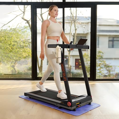 DeerRun Treadmills for Home with Incline and Handles, 3.5 HP Foldable Treadmill 350 LBS Weight Capacity for Small Spaces
