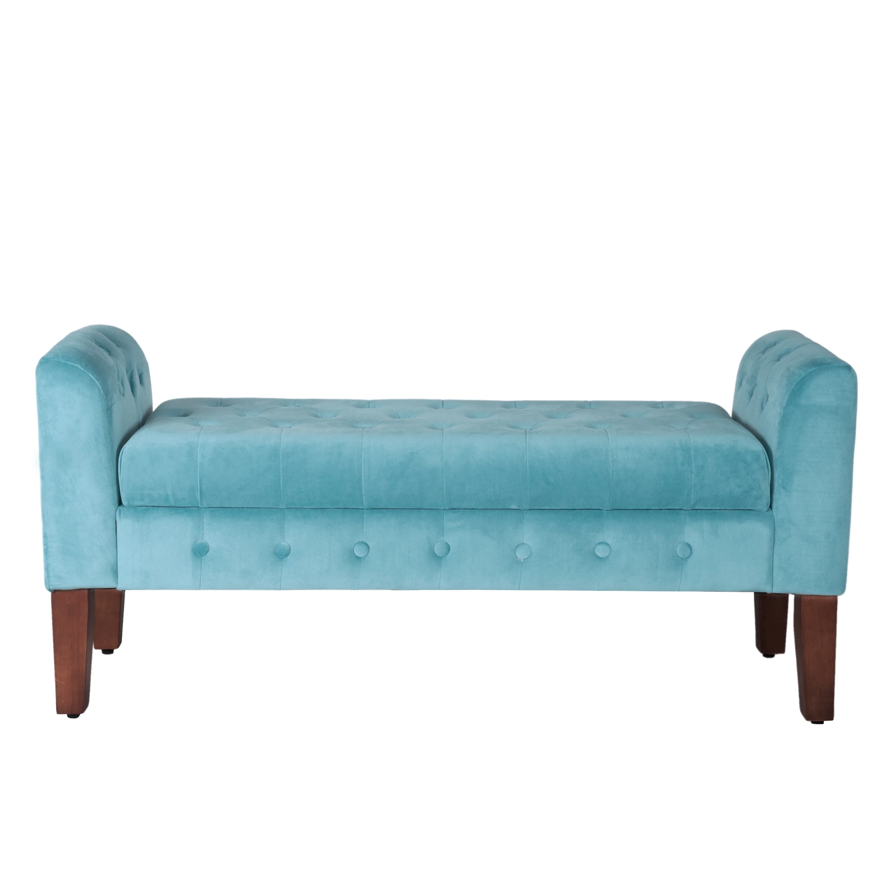 HomePop Velvet Tufted Storage Bench and Settee, 50"W x 18"D x 23"H, Teal