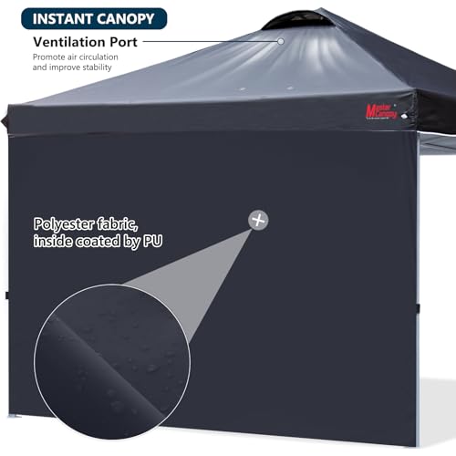 MASTERCANOPY Durable Pop-up Canopy Tent with 1 Sidewall (10'x10',White)