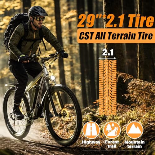 E·Bycco 29” Electric Bike for Adults, 48V 17.5AH Battery, 750W Peak 1000W Electric Mountain Bike, Up to 70 Miles 34MPH Ebike with 21-Speed