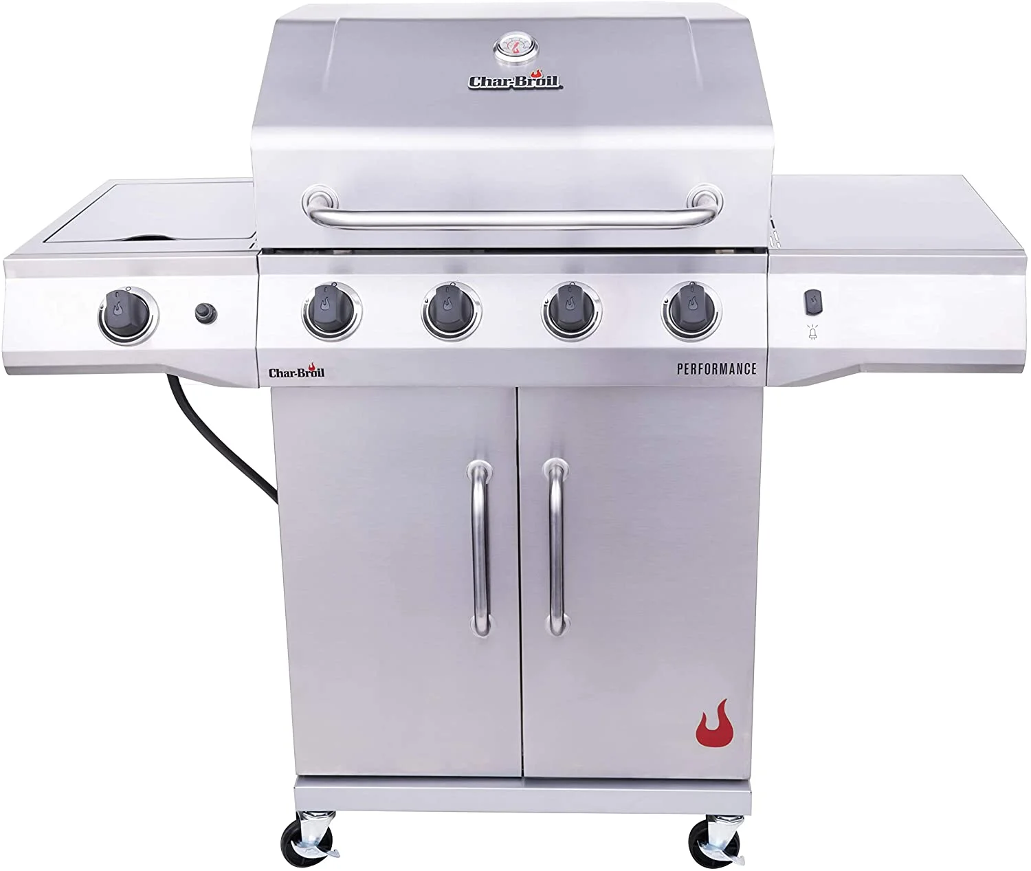 Char-Broil Performance Series Convective 4-Burner with Side Burner Cabinet Propane Gas Stainless Steel Grill