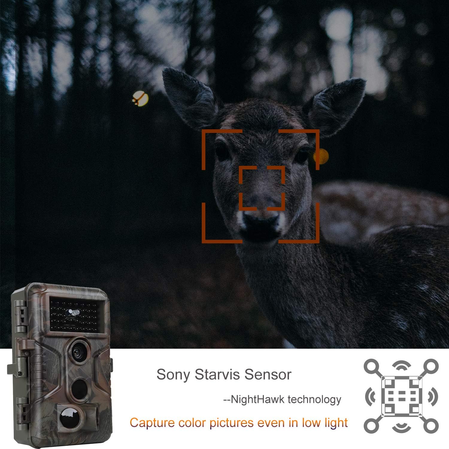 Professional Game & Deer Trail Camera with 100ft Night Vision 24MP Photo 1296P H.264 MP4 Video 0.1S Trigger Motion Activated Waterproof for Outdoor