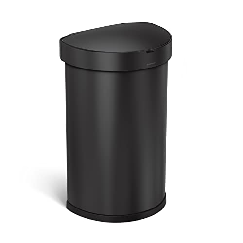 simplehuman 45 Liter / 12 Gallon Semi-Round Automatic Sensor Trash Can, Brushed Stainless Steel
