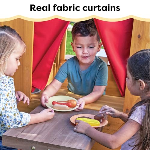 KidKraft Modern Outdoor Wooden Playhouse with Picnic Table, Mailbox and Outdoor Grill ,Gift for Ages 3+