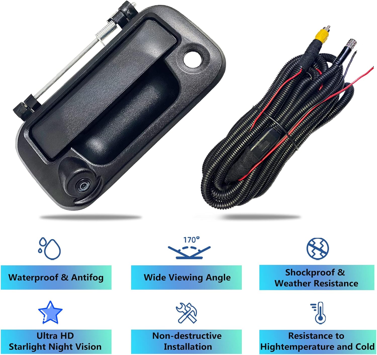 Virego Ford Tailgate Handle Backup Camera Compatible with Ford F150 (2005-2014), F250/F350/F450/F550 (2008-2014)