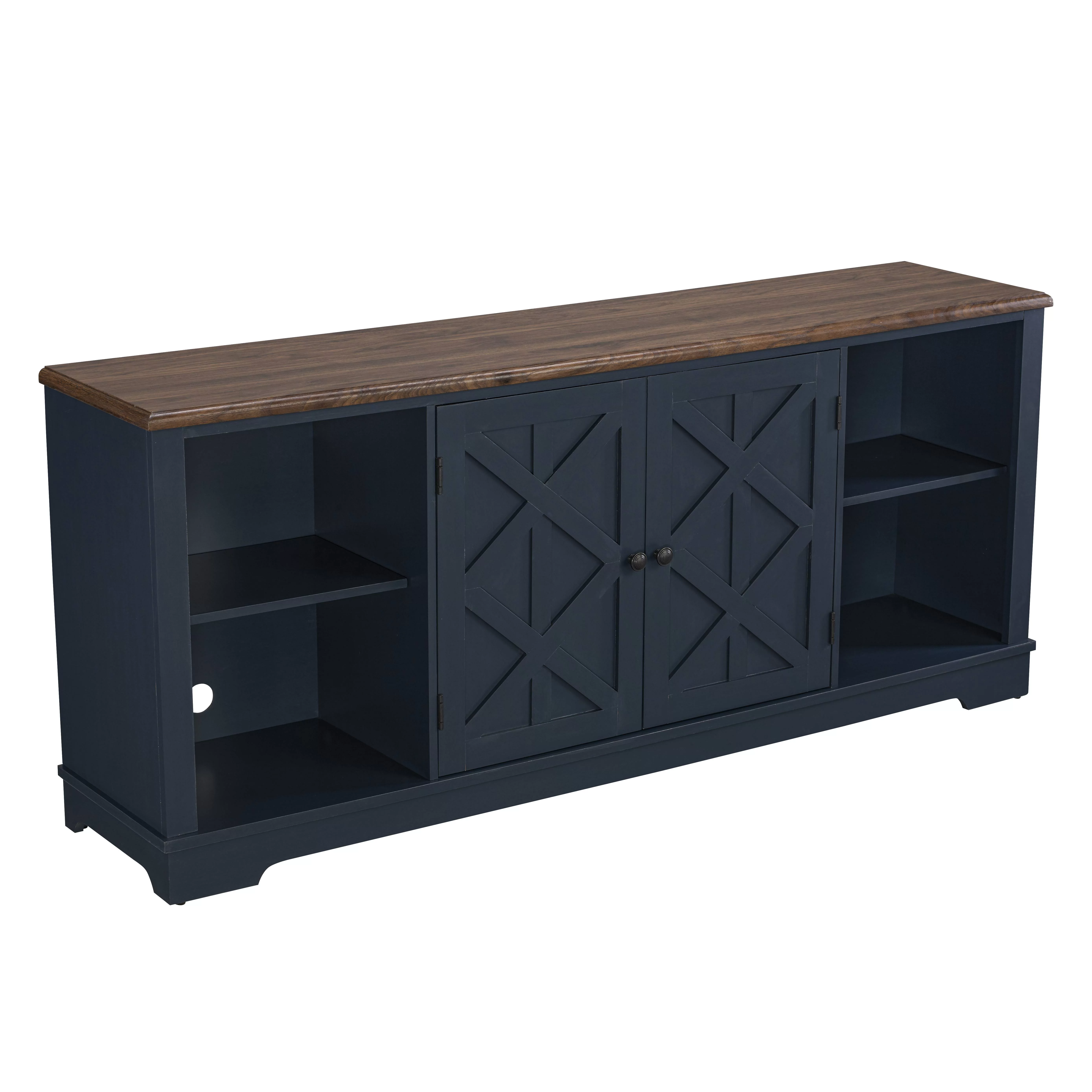 FESTIVO Farmhouse TV Stand Console Entertainment Center w/ adjustable shelves for TVs up to 75" - Navy Bule