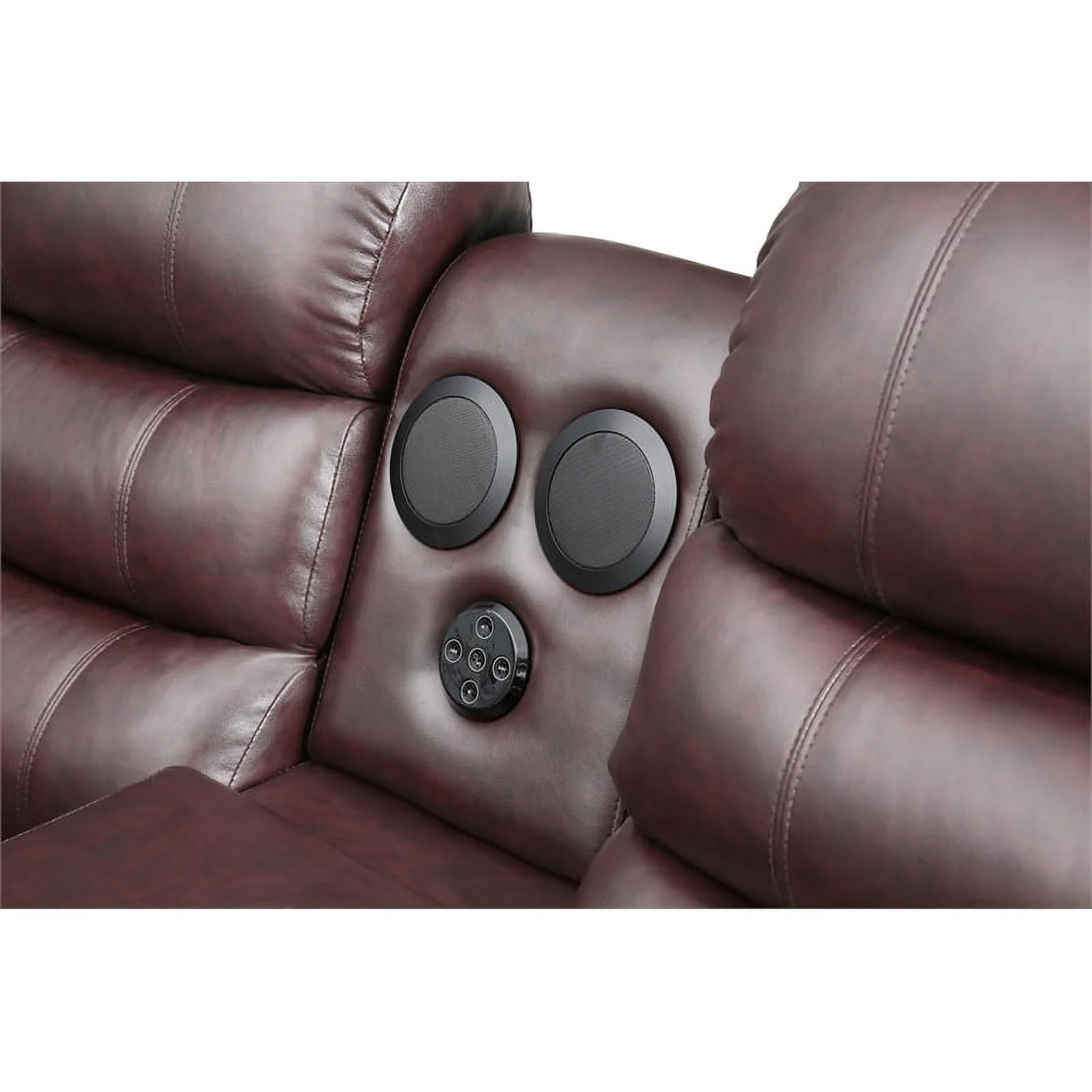 Donivi LED Faux Leather Reclining Sectional in Brown