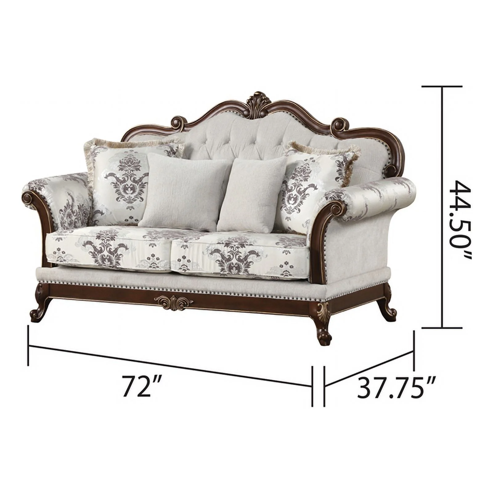 Gloria Traditional Style 2PC button tufted Living Room Set in White