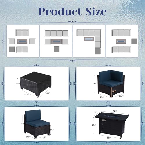 KIGOTY Patio Furniture Set 7 Pieces Conversation Sets, Outdoor Sectional Sofa