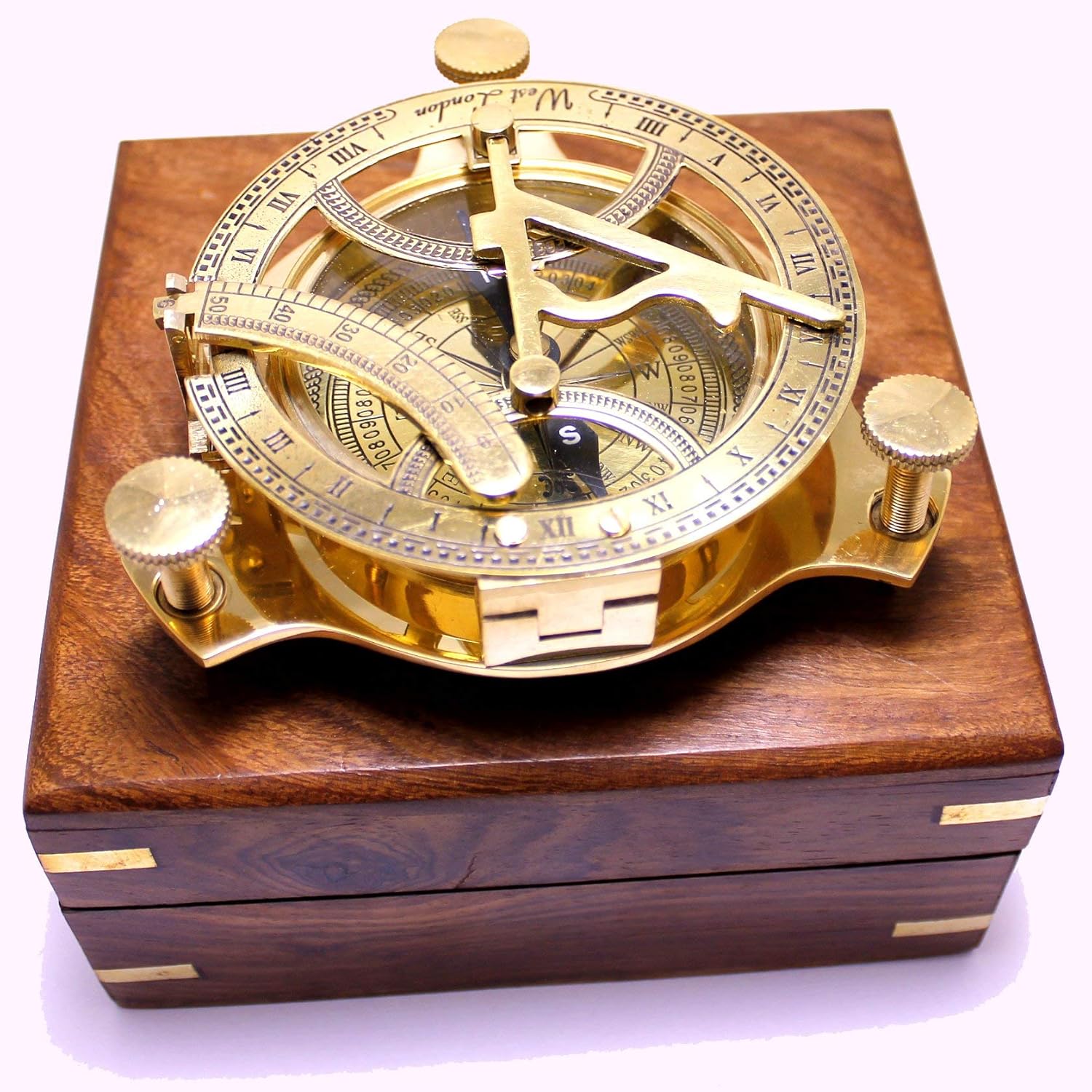 Captain's Brass Triangle Sundial Compass 4 - Brass Desk Compasses - Nautical Decor Home Decoration - Executive Promotional Gift