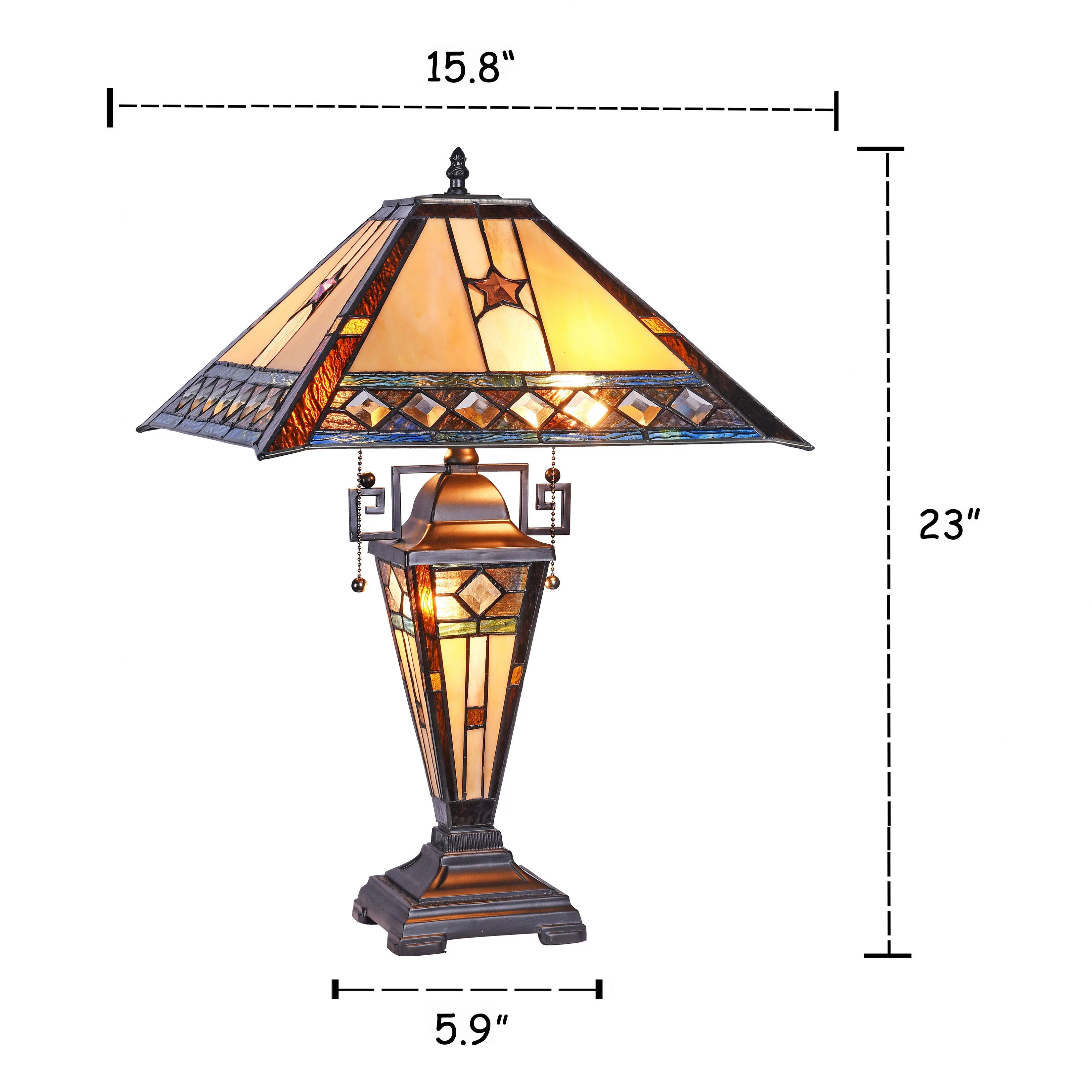RADIANCE Goods Tiffany-Style 1 Light Double Lit Table Lamp 16" Wide