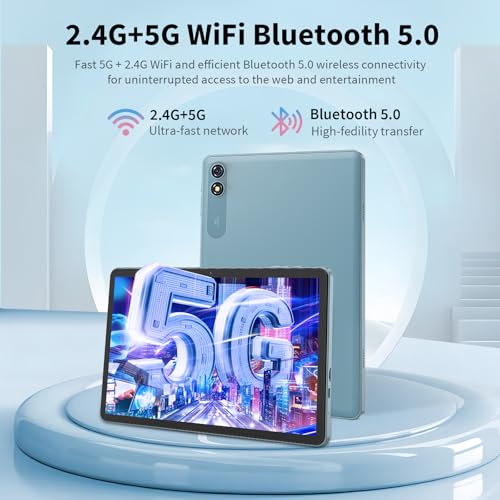 Android 15 Tablet with Keyboard, 26GB+256GB(2TB Expand), 10.1 Inch Tablet 8000 mAh Battery, BT 5.0, 5G WiFi, Widevine L1, Dual Camera