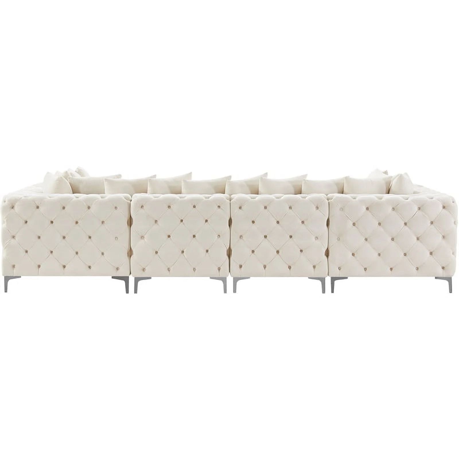 Maklaine Modern / Contemporary Cream Velvet Modular Sectional