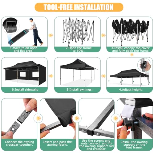 COBIZI 10x10 Pop Up Canopy Tent with Awning