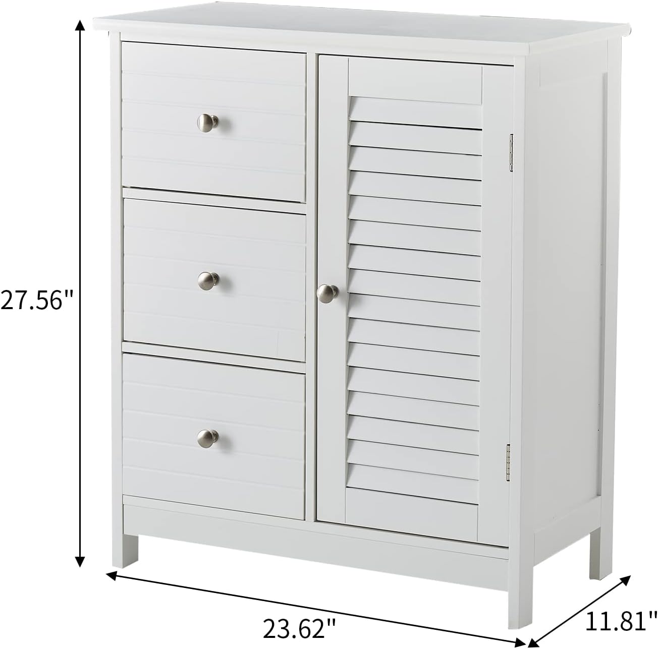 HoorLang White Bathroom Storage Cabinet with 3 Drawers and 1 Two Layers Cabinet
