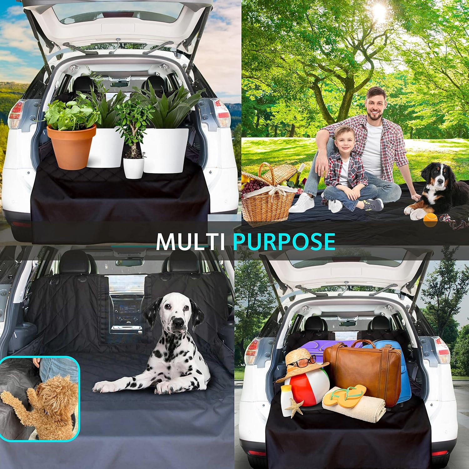 KULULU SUV Cargo Liner for Dogs, Heavy Duty Waterproof Non Slip Durable Liner, Mesh Window for Stress Free Travel
