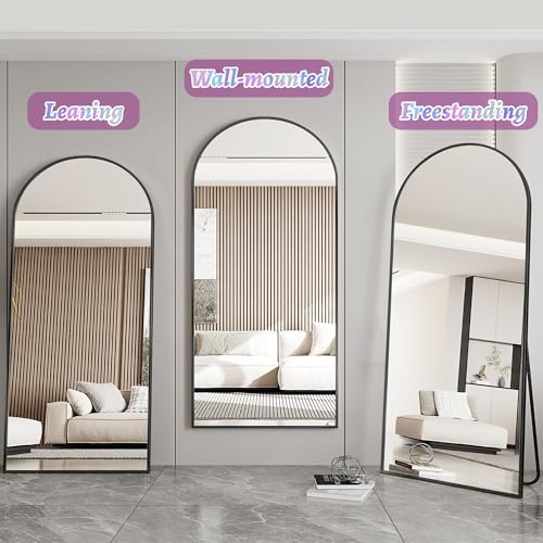 Full Length Mirror, 76"x34" Arched Floor Mirror Freestanding, Floor Standing Full Body Mirror with Stand for Bedroom