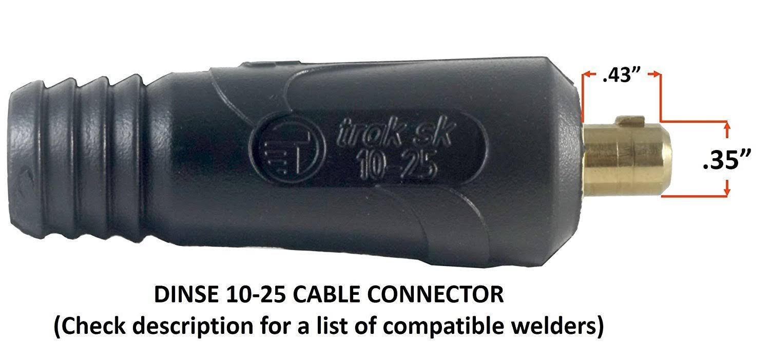 S&Uuml;A 200 Amp Welding Leads Assembly Set - Dinse 35-70 Connector - #2 AWG Cable (75 Feet Each Lead)