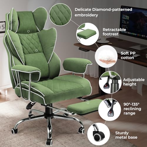 COMHOMA Big and Tall Office Chair, High Back Leather Gaming Chair with Footrest