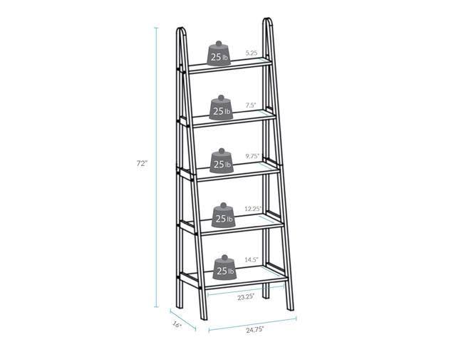 Casual Home 5-Shelf Ladder Bookcase Espresso Pack of 4
