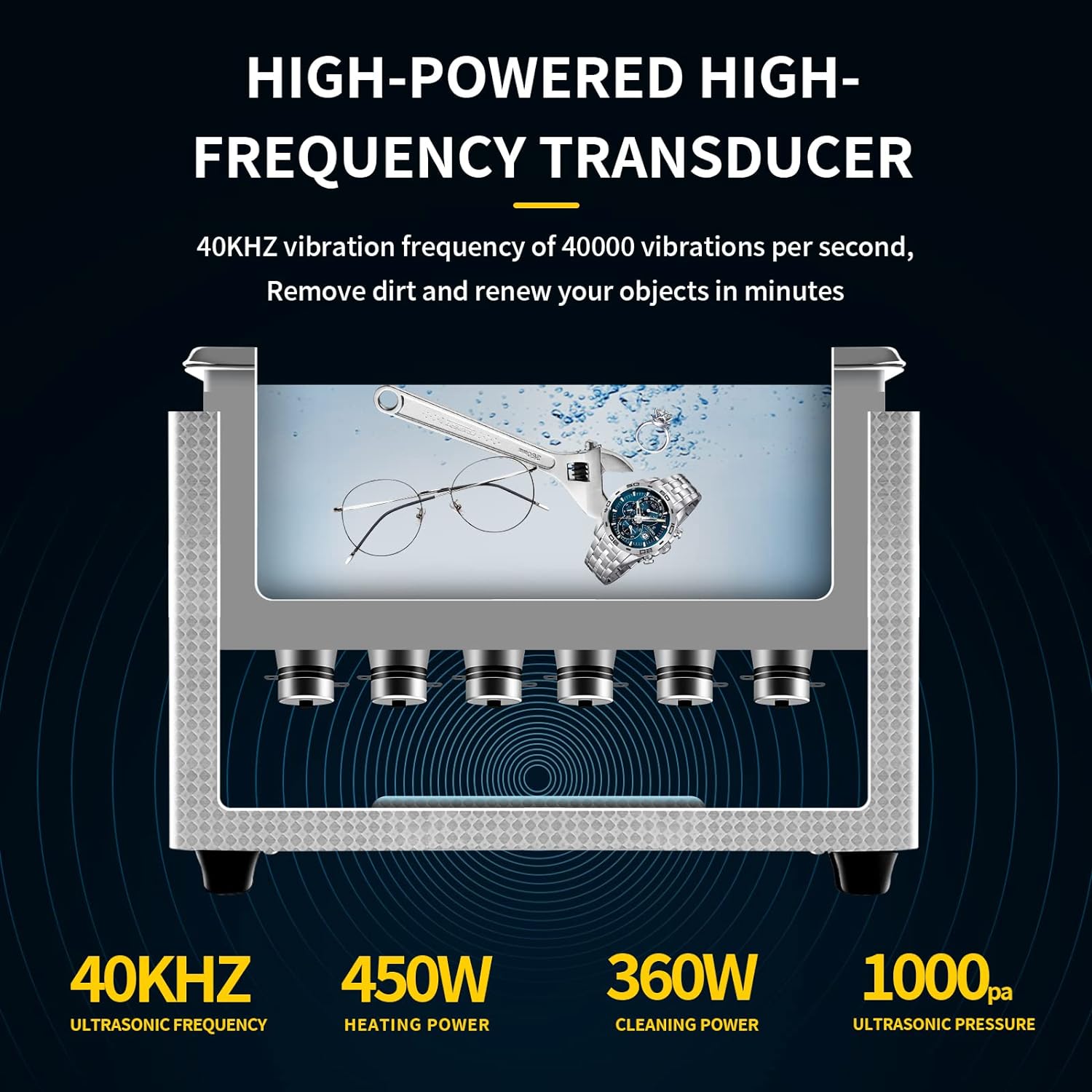 Ultrasonic Cleaner 15L Ultrasonic Cleaners with Heater 360w 40kHz High-Frequency Deep Cleaning Machine for Cleaning, Jewelry, Coins