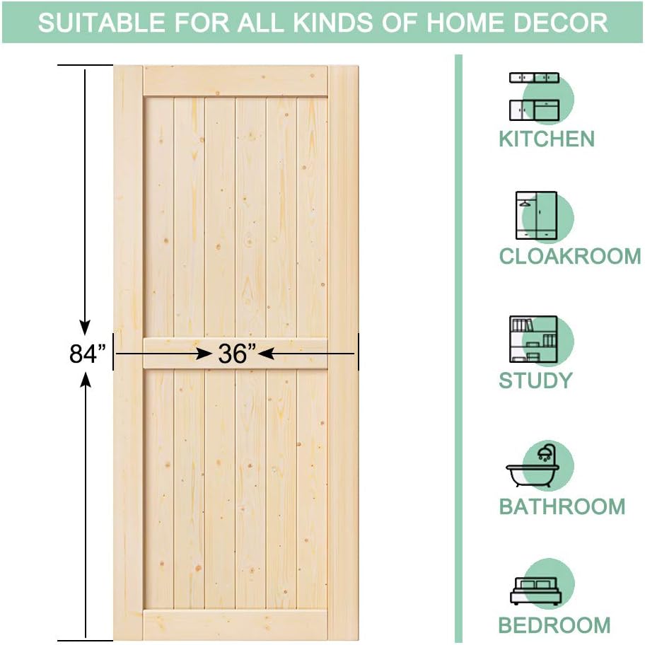 ROYMELO 36 x 84 inch Unfinished Sliding Barn Wood Door Slab