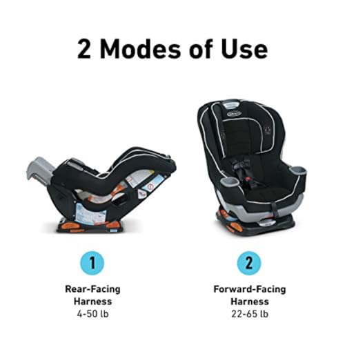 Graco Extend2Fit Convertible Baby Car Seat, Rear and Forward Facing, Adjustable Extension Panel for Extra Legroom, Gotham