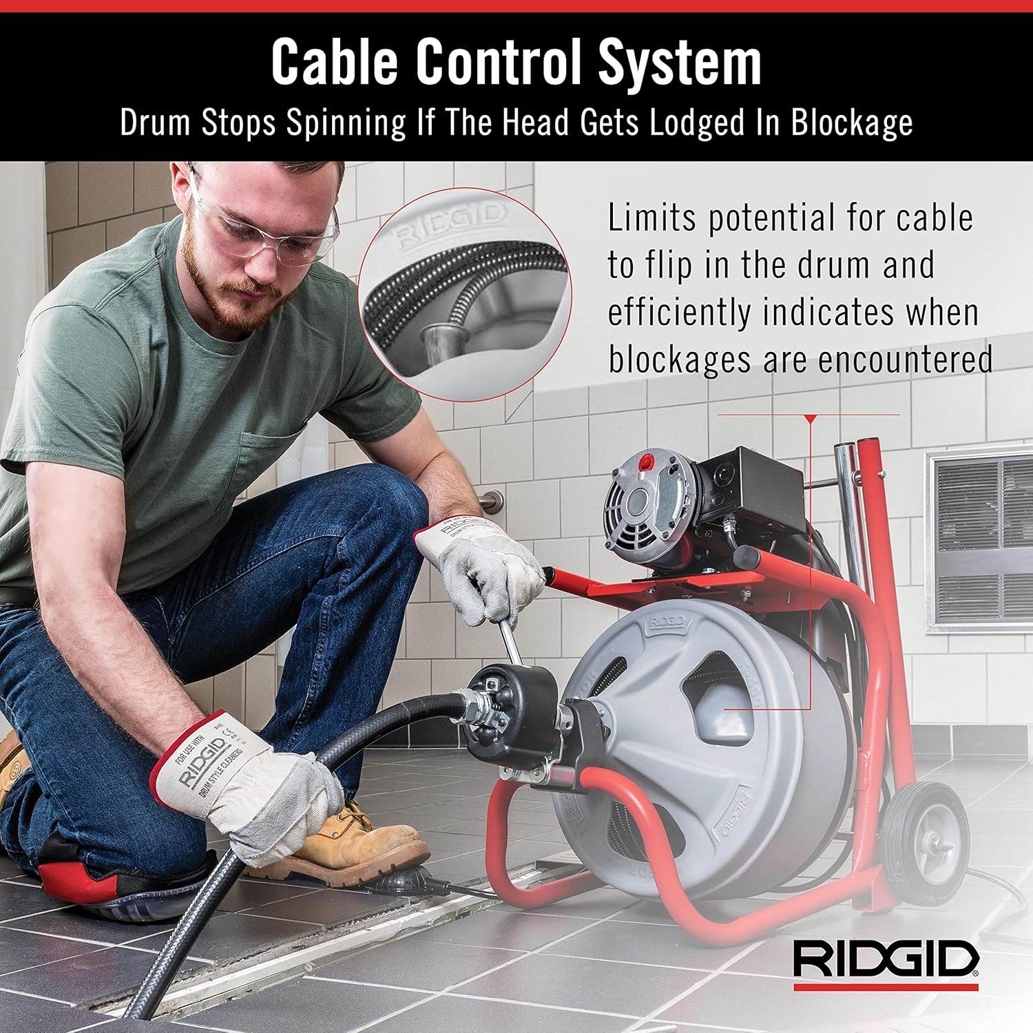 Ridgid 27013 K-400AF 115Volt C45IW Drum Machine with C45 Integral Wound Cable with Autofeed