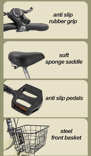 LSQXSS 20inch Folding Bicycles for Traveling Hanging Out,7-speeds Hybrid Bikes,Commuter Bike with Shock Absorber Spring,Integrated Three-Knife Wheel