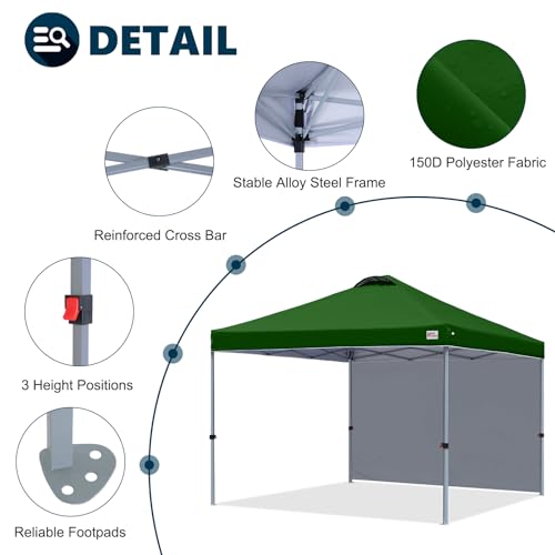 MASTERCANOPY Durable Pop-up Canopy Tent with 1 Sidewall (10'x10',White)