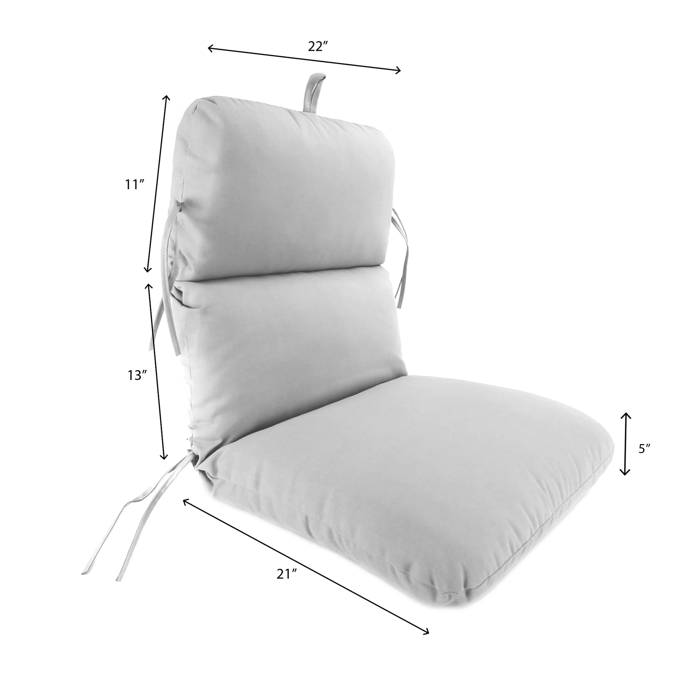 Jordan Manufacturing Sunbrella 45" x 22" Milano Char Gray Stripe Rectangular Outdoor Chair Cushion with Ties and Hanger Loop